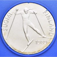 1989 Finland 100 markkaa, Ski VM Lahti, 24 g .830 sølv, 0