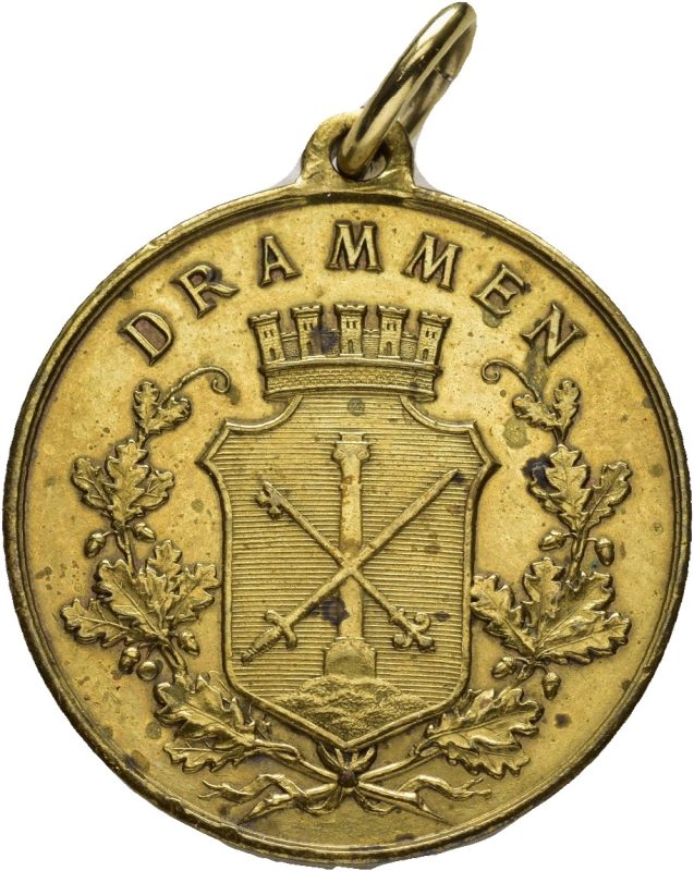 1811-1911  Drammen 100 år, forgylt, 01