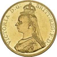 1887 England 5 pounds Victoria (1837-1901), 39,94 g .9167 gull, 01