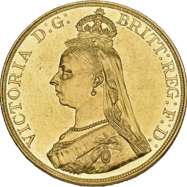 1887 England 5 pounds Victoria (1837-1901), 39,94 g .9167 gull, 01