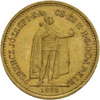 1892 Ungarn 10 korona Franz Josef I, 1+