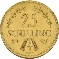 1927 Østerrike 25 schilling, 5,88 g .900 gull, 01