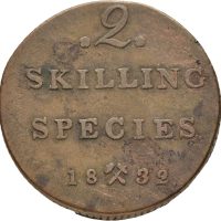 1832 2 skilling Carl XIV Johan, 1/1-