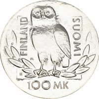 1990 Finland 100 markkaa, Helsingfors universitet, 24 g .830 sølv, 0
