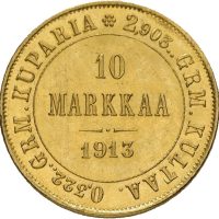 1913 Finland 10 markkaa Nikolai II, 0/01