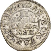 1670 2 skilling Christian V, ex. Adler Pedersen og PHK XI/271