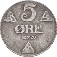 1920 5 øre Haakon VII, 1+