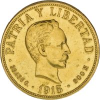 1915 Cuba 20 pesos, 33,47 g .900 gull, 1+/01