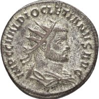 293 e. Kr. ? Æ antoninianus Diocletian (284-305 e. Kr.), 3,74 g, Antioch, godt sølvbelegg, 01