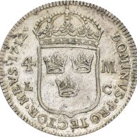 1712 Sverige 4 mark Karl XII, ex. Myntkomp. 9, 1+/01