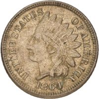 1864 USA 1 cent, 1+/01