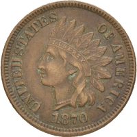 1870 USA 1 cent, 1+