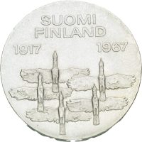 1967 Finland 10 markkaa, 50 år selvstendighet, .900 sølv, 0/01