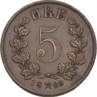 1899 5 øre Oscar II, 1+/01