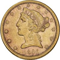 1899 USA 5 dollars San Francisco, 8,36 g .90 gull, 1+
