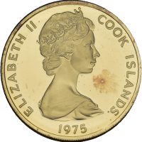 1975 Cook Islands 100 dollars Elizabeth II, i brev, 9,6 g .900 gull, proof