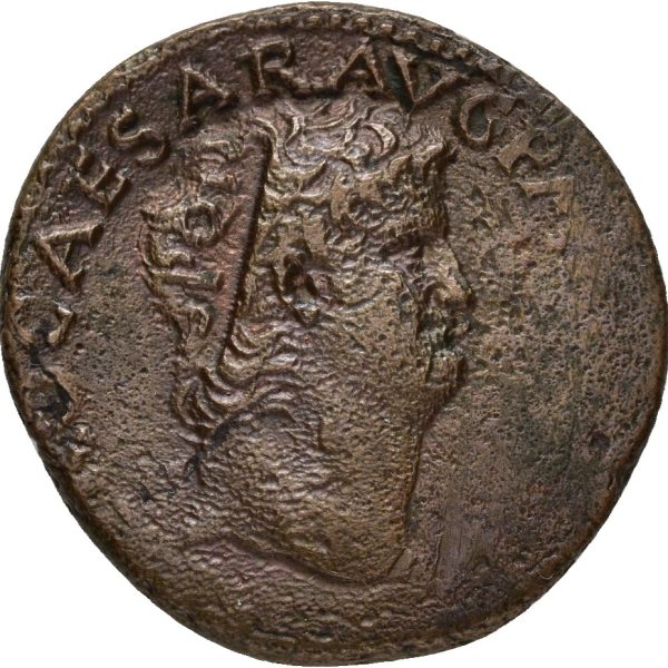 Æ ass Nero (54-68 e.Kr.), 11,01 g, Lugdunum, skrape, 1+