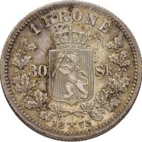 1875 1 krone/30 skilling Oscar II, 1+/01
