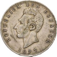 1897 Ecuador 1 sucre, riper, kantmerker, 1+