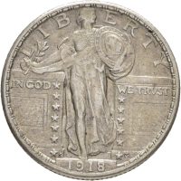 1918 S USA 1/4 dollar, 1/1+