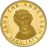 Danmark medalje Hans Christian Andersen Den lille havfrue, 3,5 g .900 gull, 0