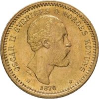 1876 Sverige 10 kronor Oskar II, 1+/01