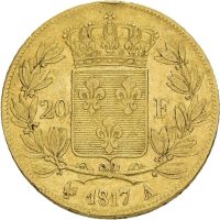 1817 Frankrike 20 francs Louis XVIII, Paris, 1+