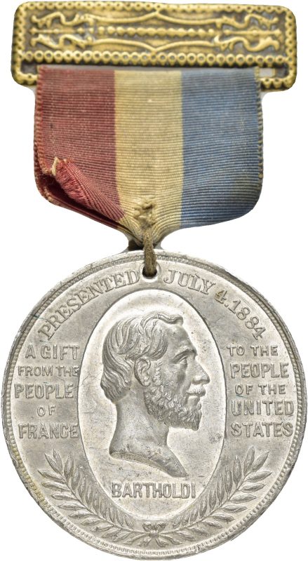 1886 USA Frihetsgudinnen, Bartholdi, New York, tinn, 38 mm, riper, kantmerker, 1+/01