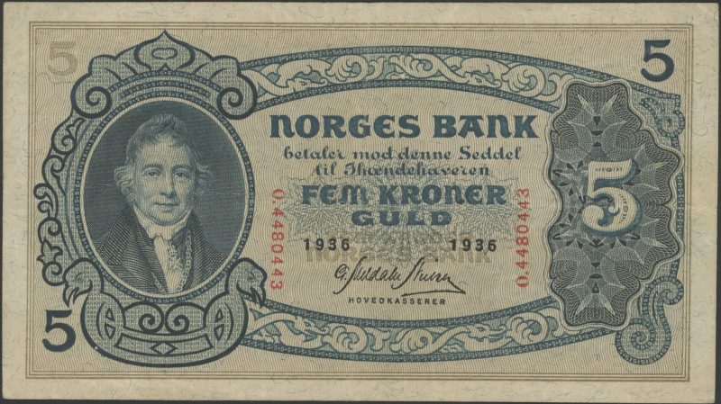 1936 5 kroner O.4480443, 1-
