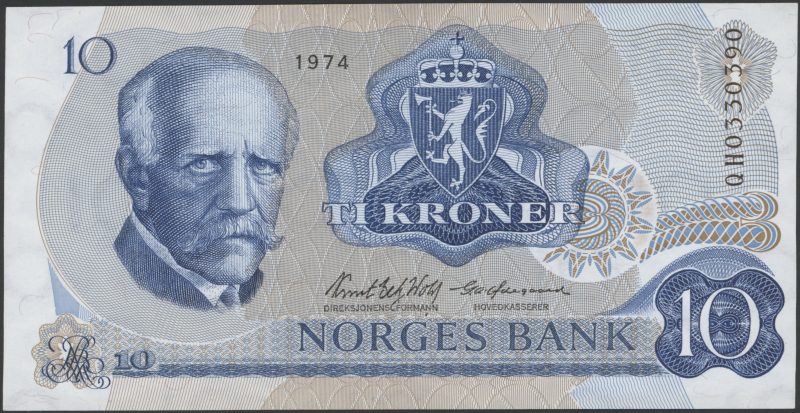 1974 10 kroner QH0330390, Erstatningseddel, 0/01