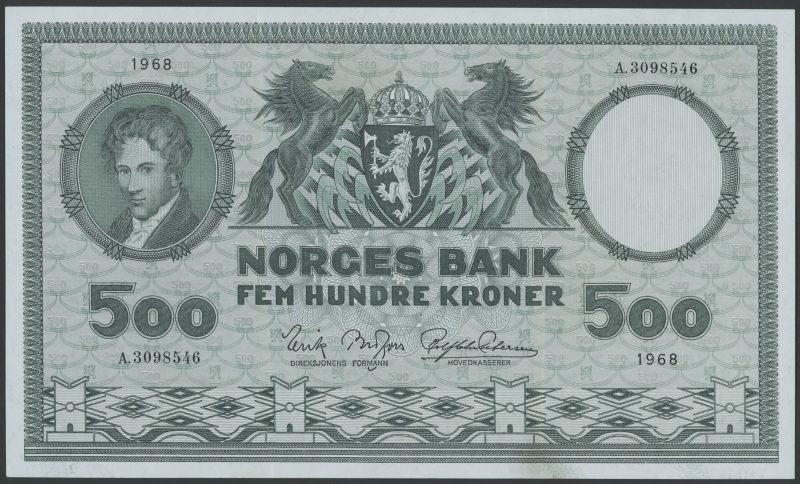 1968 500 kroner A.3098546, fingermerke, 1+/01