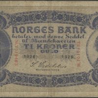 1926 10 kroner M.7019463, brett rift, 1-/2