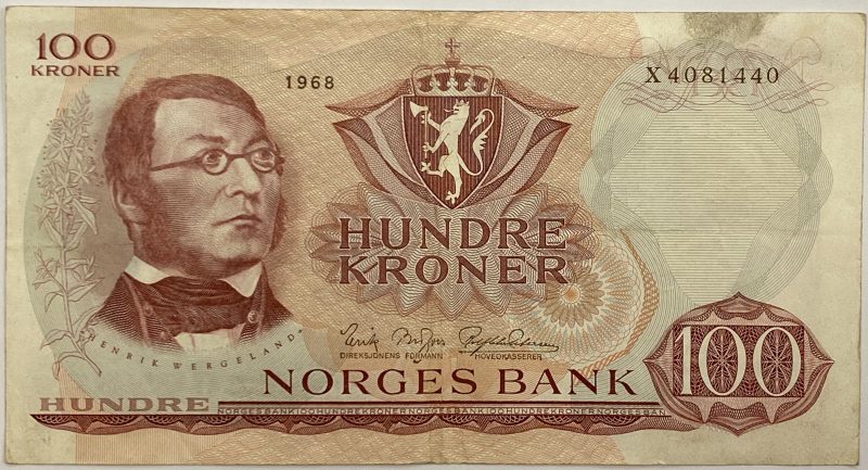 1968 100 kroner X4081440, erstatning, 1