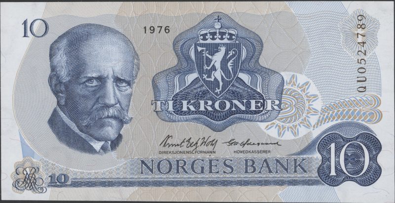 1976 10 kroner QU0524789, erstatningsseddel, 0/01
