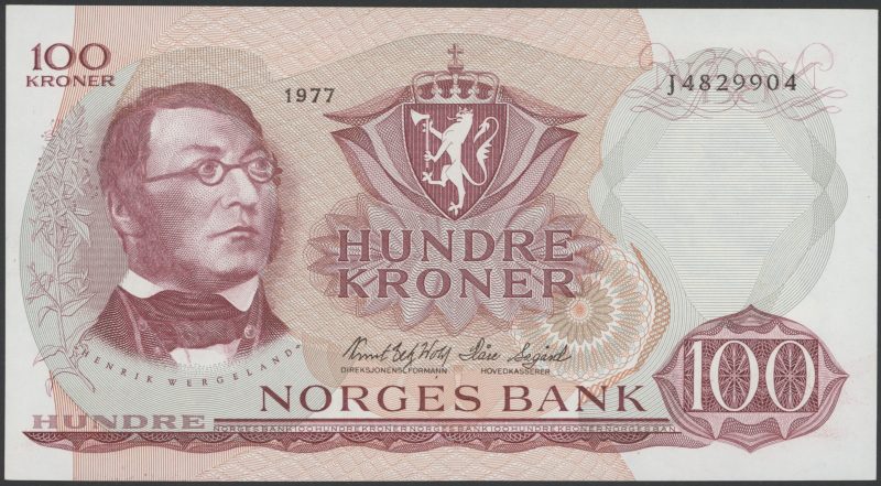 1977 100 kroner J4829904, 1+/01