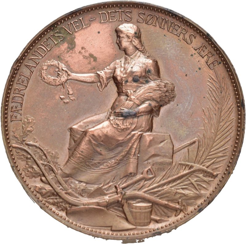 Nedenæs Amts Landhusholdningsselskap, Throndsen, 43 mm, bronse, flekker og små kantmerker, 0/01