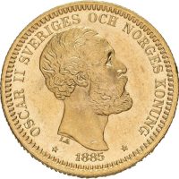 1885 Sverige 20 kronor Oskar II, svak ripe, 0/01