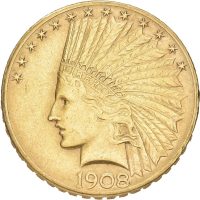 1908 USA 10 dollars Indian Head, San Francisco, 1+/01