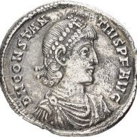 351-355 e. Kr. AR siliqua Constantius II (337-361 e. Kr.), 2,96 g, Constantinople, 1+/01