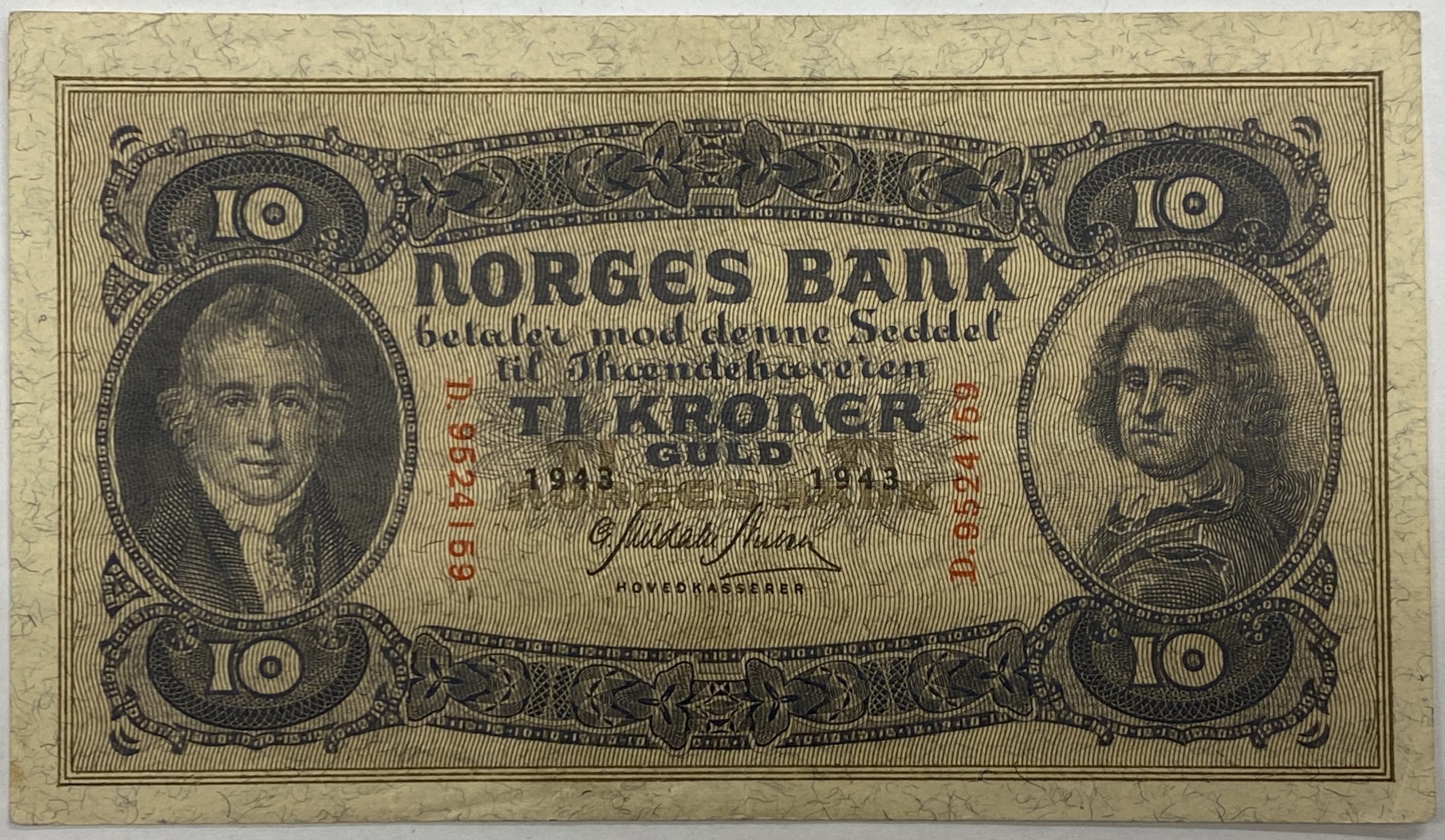 1943 10 kroner D9524159, 1+