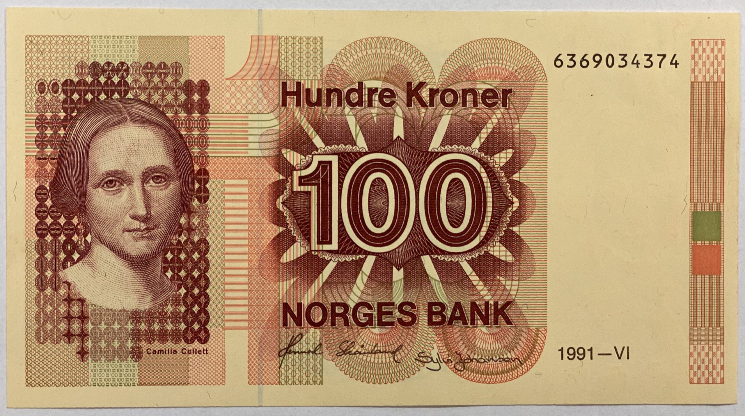 1991 100 kroner 6369034374, 0/01