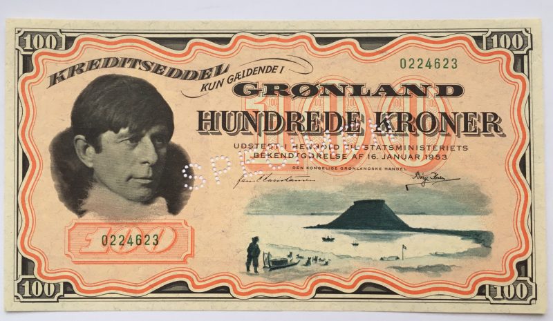 1953  Grønland 100 kroner Specimen, 0