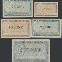 Danmark 10, 25, 25 øre og 1, 5 krone, Den Danske Brigade, VK