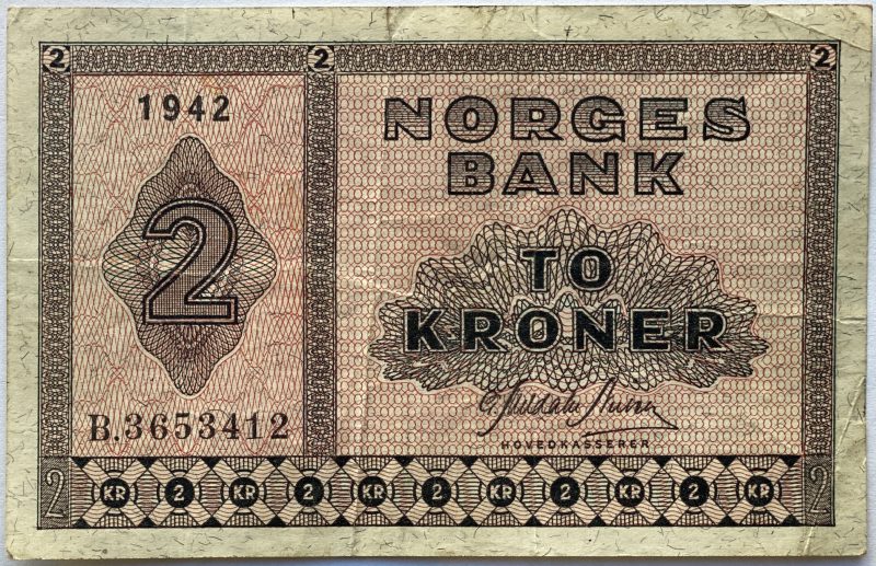1942 2 kroner B.3653412, 1/1-