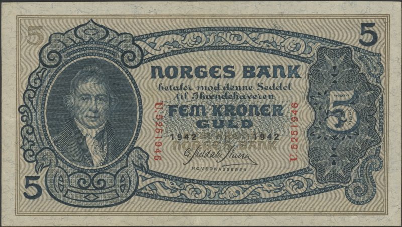 1942 5 kroner U.5251946, 1+