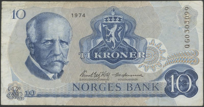 1974 10 kroner QG0303099, Erstatningseddel, 1-/2