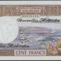 1970-77 New Hebrides 100 francs, 0