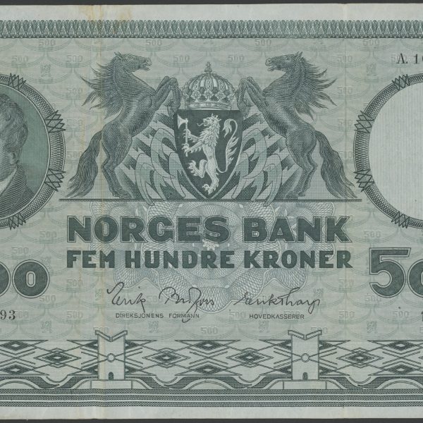 1958 500 kroner A.1080293, 4. utgave, 1-2