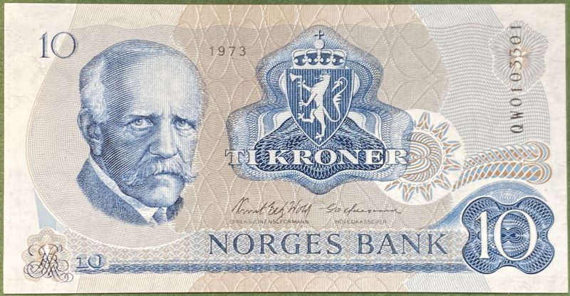 1973 10 kroner QW.0103301, erstatningseddel, 01