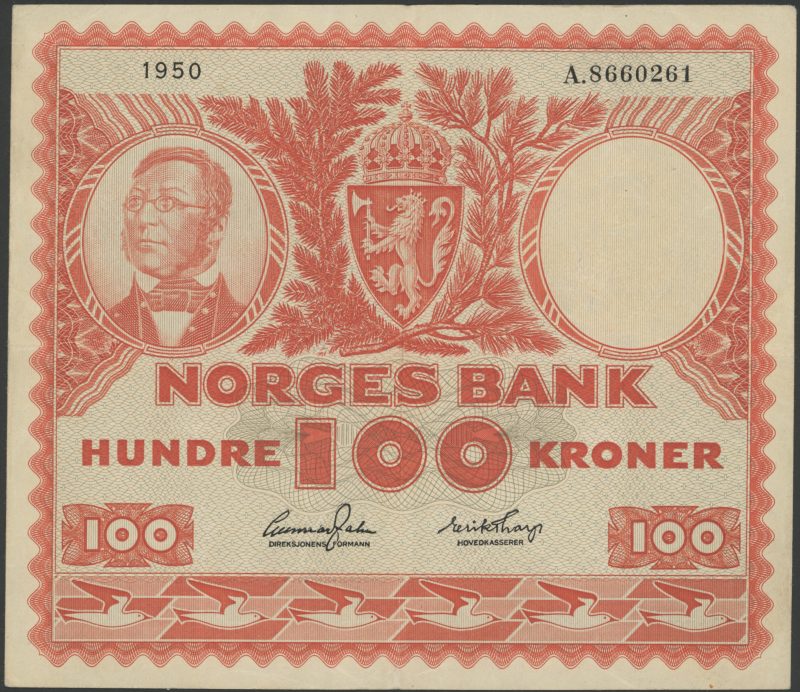 1950 100 kroner A.8660261, 4. utg, 1/1-